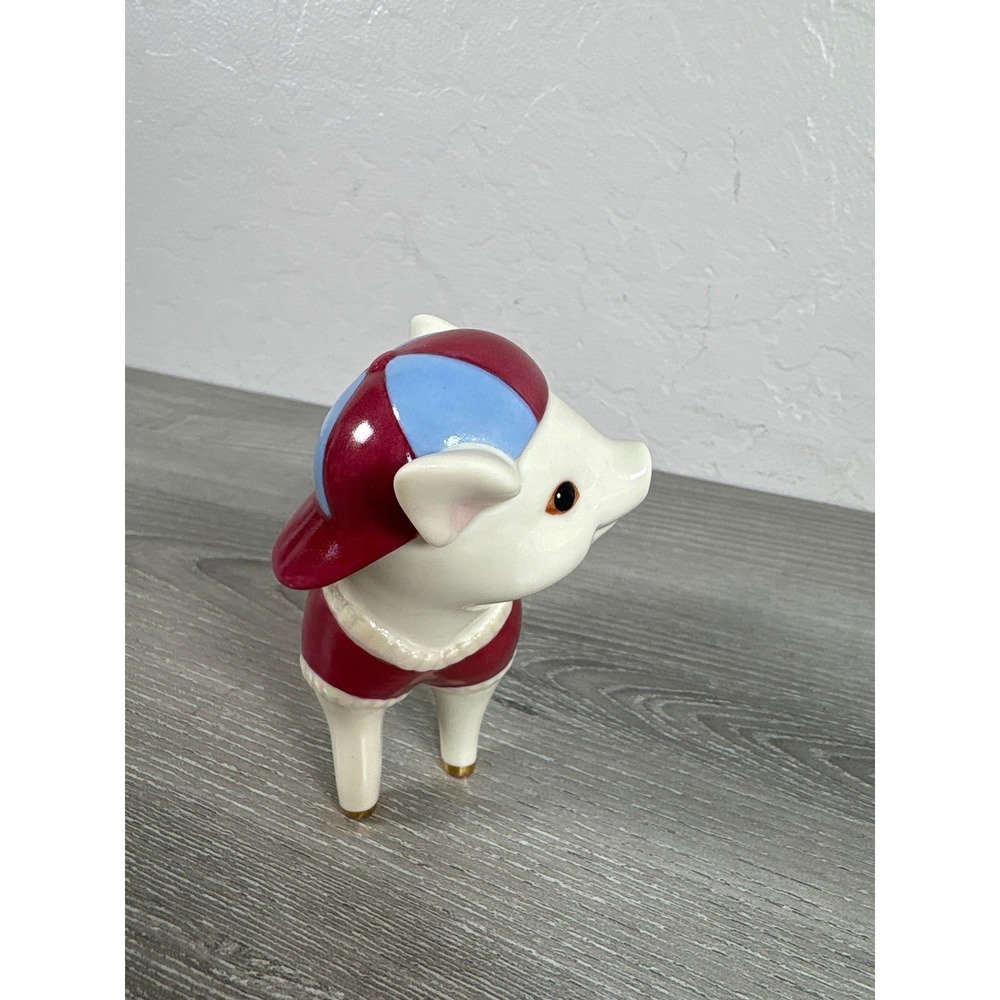 Lenox Grand Slam Sam Porcelain Pig Figurine Baseball Maroon Gold Accents 782658 - Picture 2 of 5